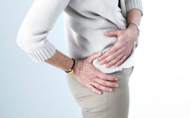 Coxarthrosis of the hip joint in an elderly woman.